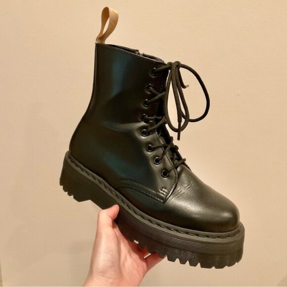 Dr. Martens Black Vegan Leather Jadon II Boot Mono Platforms 9 - Picture 1 of 9